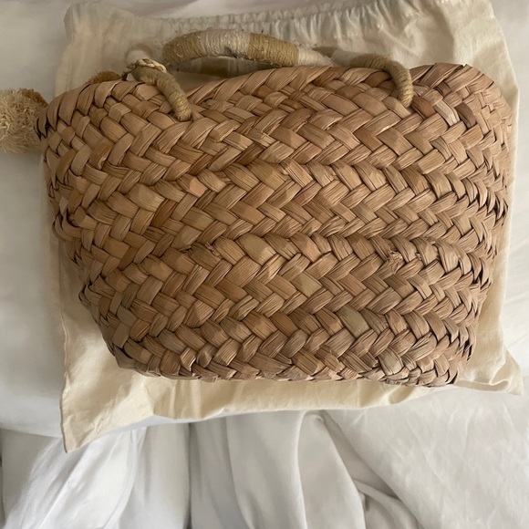 KAYU Mini St Tropez Pom Pom Straw Tote - Raffia & Basket - Picture 4 of 5